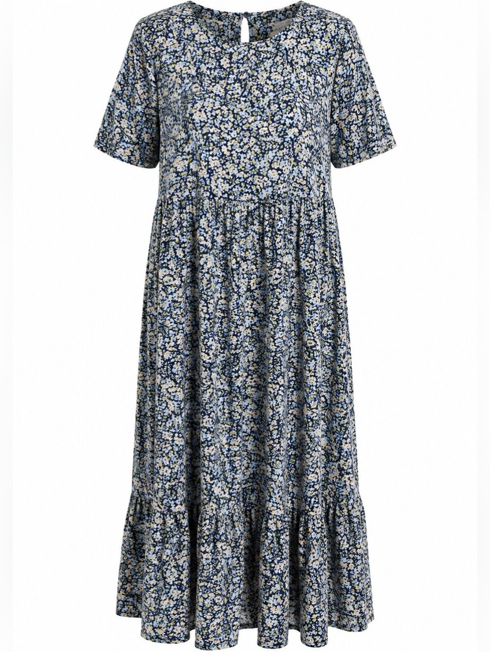 ONLY Abigail Ditsy Floral Midi Dress Blue Tiered Cottagecore 38 6 Peasant Boho